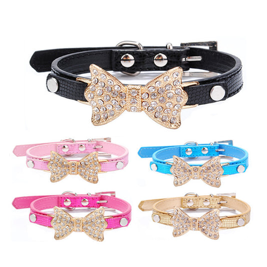 Bowknot Pet Collar Rhinestone