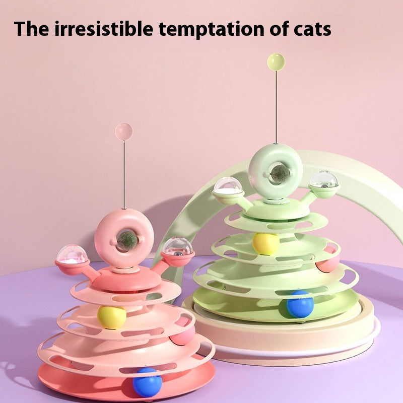 4 Level Cat Toy Tower Puzzle