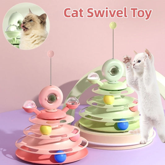 4 Level Cat Toy Tower Puzzle